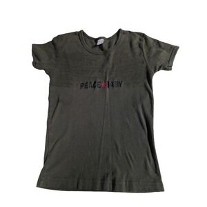 VTG Eurythmics Peace Baby T-Shirt American Apparel Classic Girl Green Small Y2K